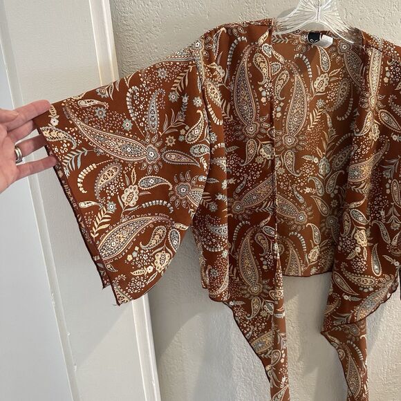 Y2K Two Piece Set Brown Palisades Paisley High Rise Pants + Top Windsor Boho 2pc - Picture 14 of 15